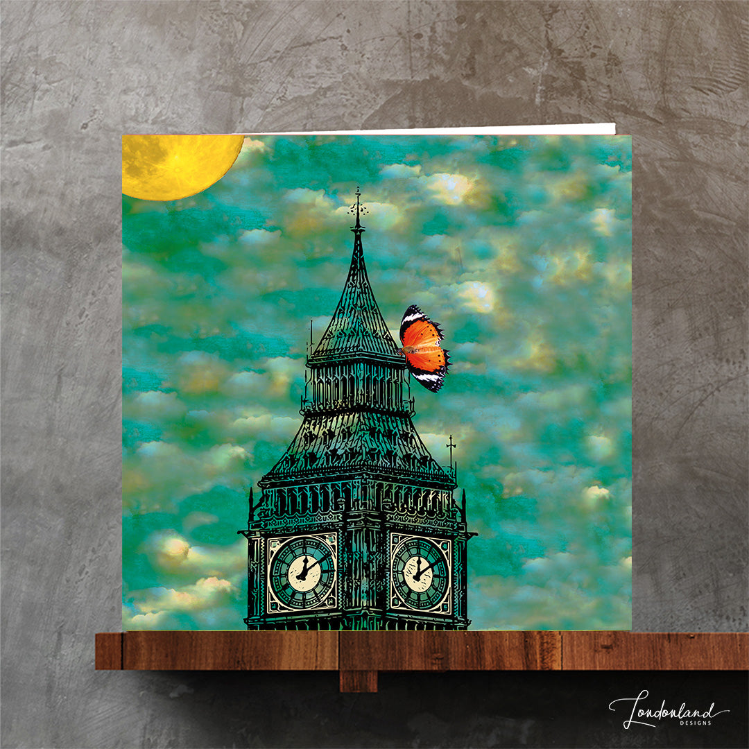 Big Ben in London Greeting Card with butterfly by Londonland Designs