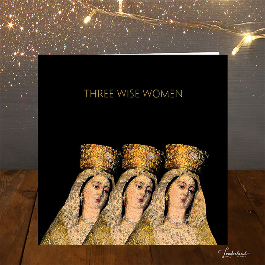 Three Wise Women, black and gold Christmas card by Londonland Designs