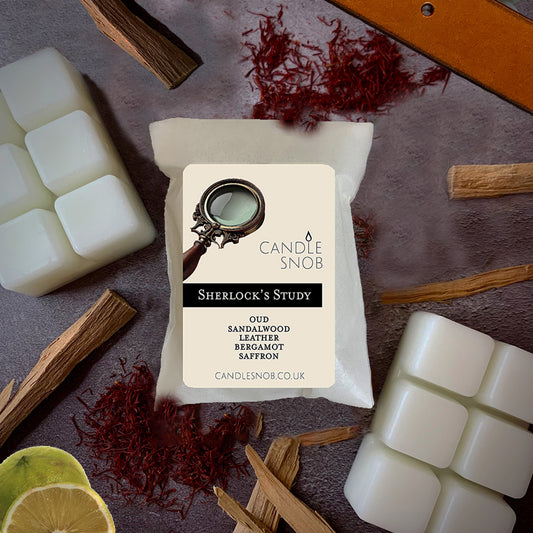Wax melts by Candle Snob. A rich blend of oud, sandalwood and aged leather with a touch of bergamot & saffron.