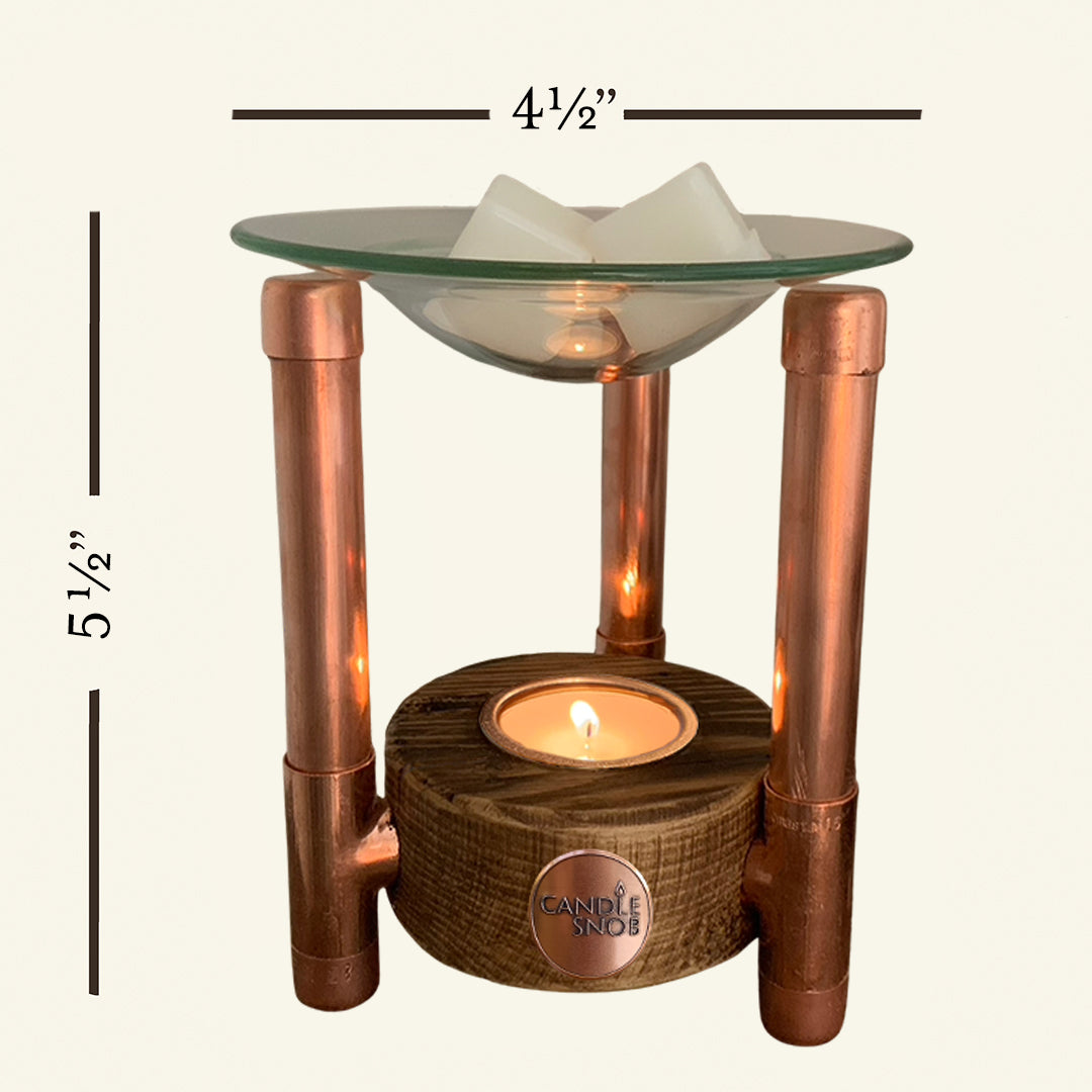 Recycled wood and copper wax melt warmer / burner by Candle Snob
