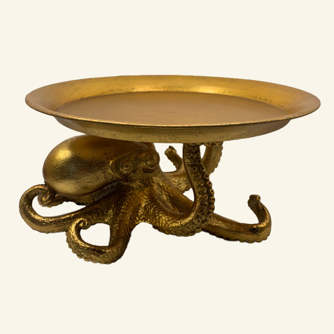 Antiqued gold octopus tray plate