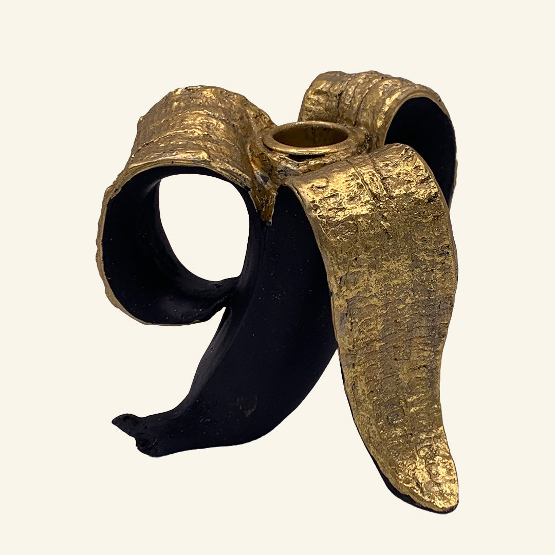 Banana dinner candle holder in black and gold
