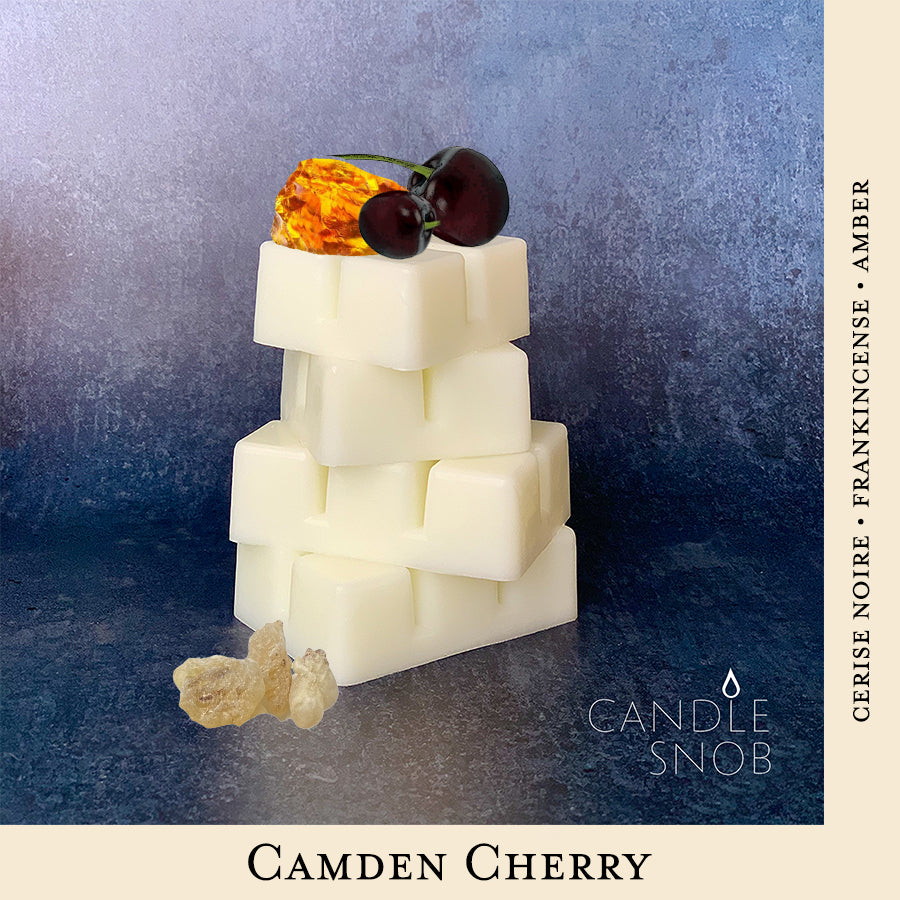 Camden Cherry wax melts by Candle Snob with Frankincense and amber.