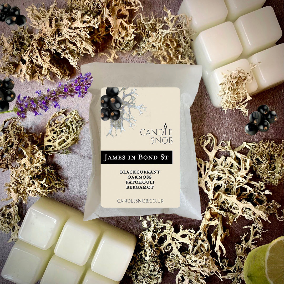 James in Bond Street - Candle Snob scented wax melts - blackcurrant oakmoss patchouli bergamot