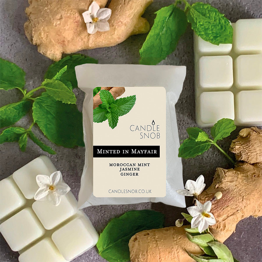 Minted in Mayfair Scented Wax Melts by Candle Snob with Moroccan Mint, Jasmine & Ginger