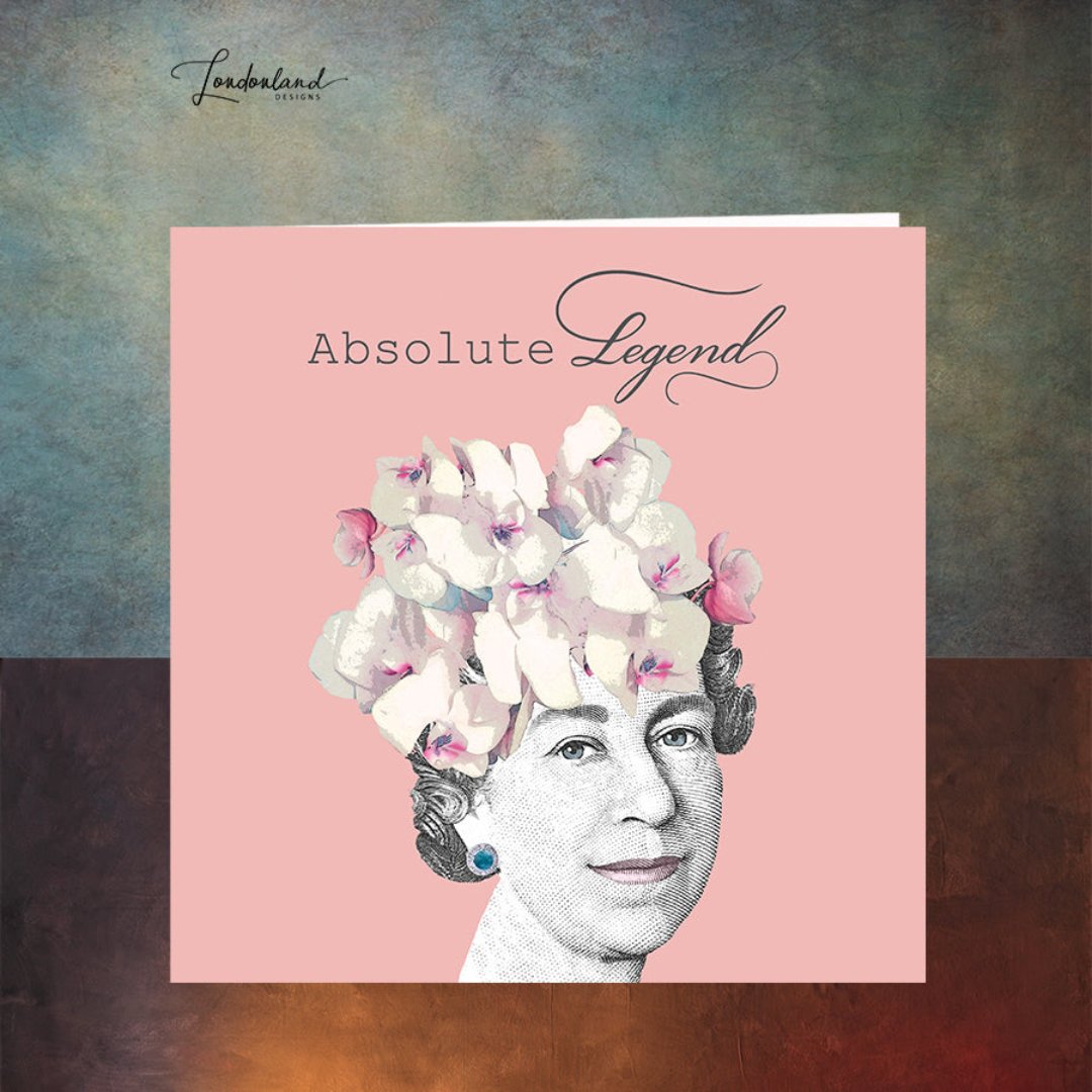 Absolute Legend, Pink Greeting Card Regal Lady with flowers in her hair