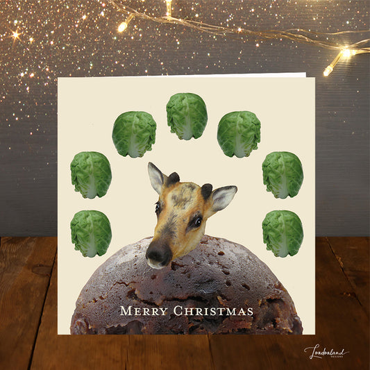 Baby Reindeers Dinner Christmas Card