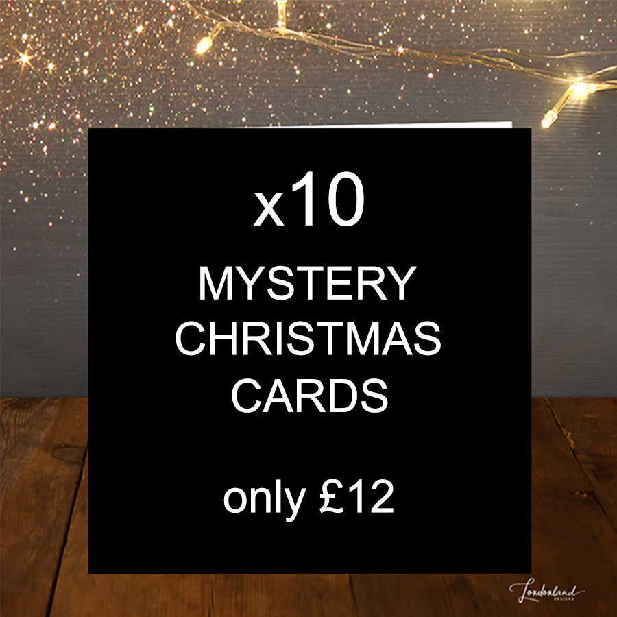 Mixed pack of 10 random designer Christmas Cards by Londonland Designs.