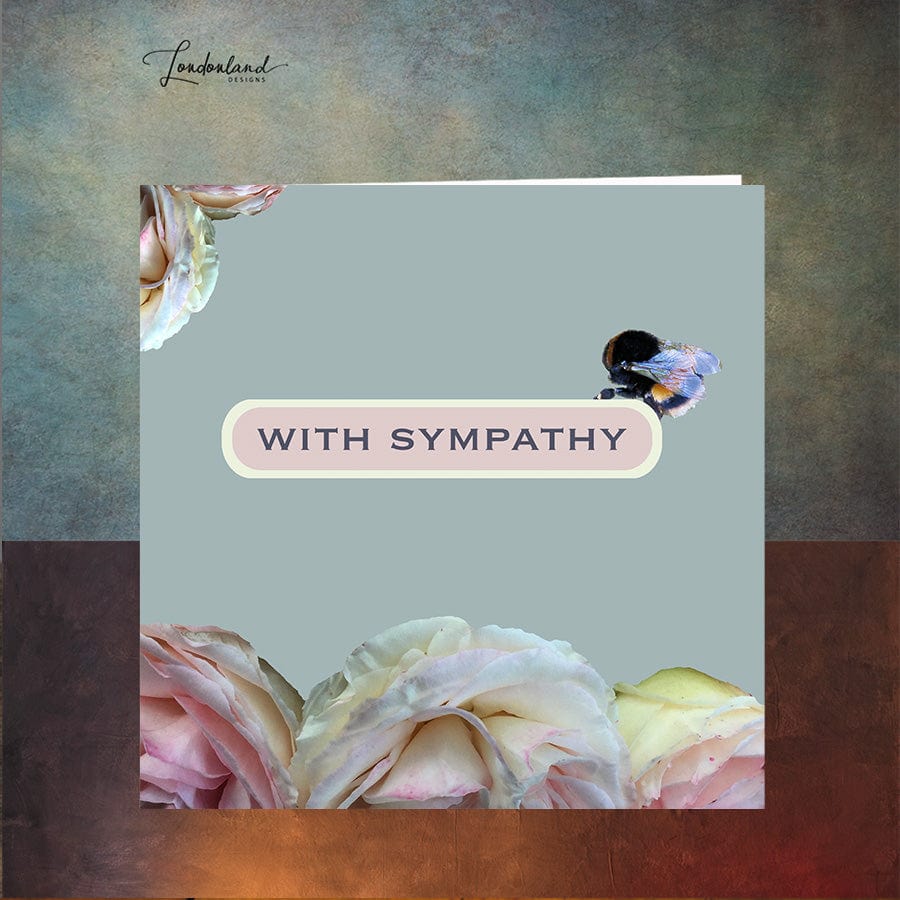 Bee and Antique Roses Sympathy Card