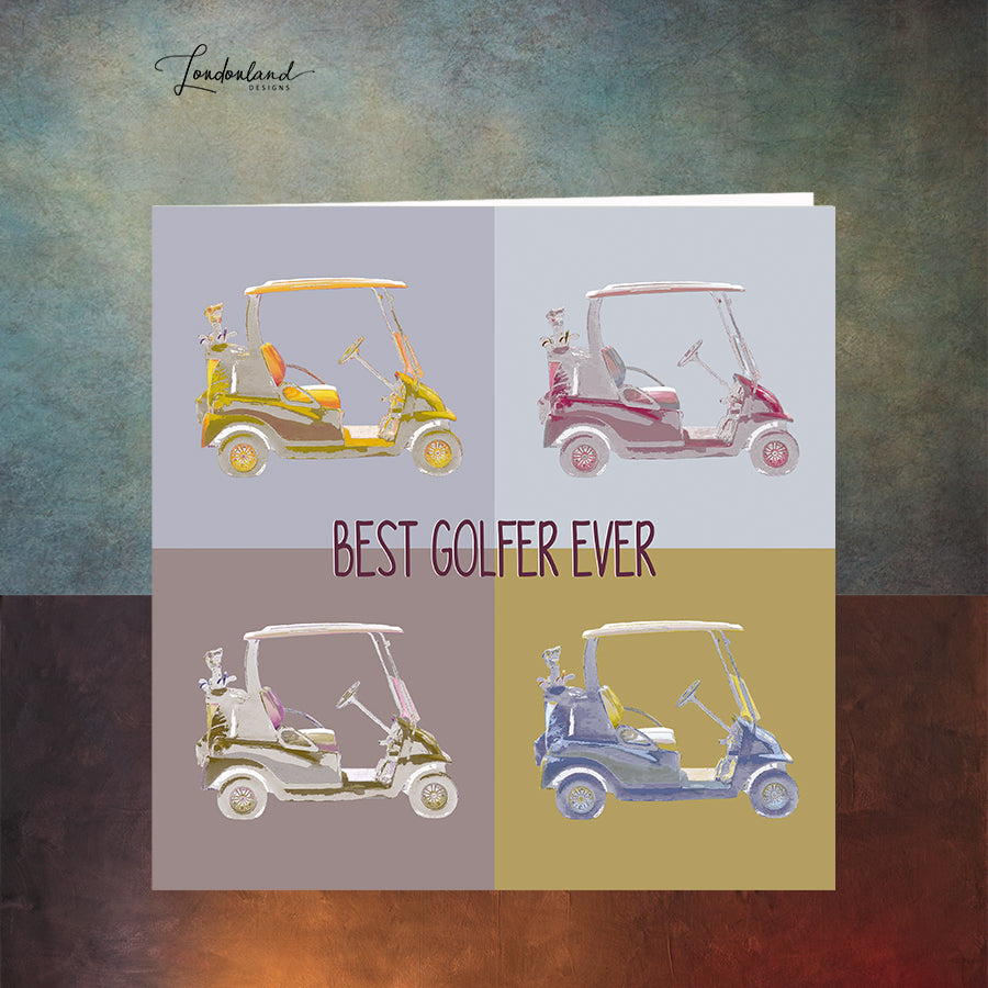 Best Golfer Ever Greeting Card with golf buggys