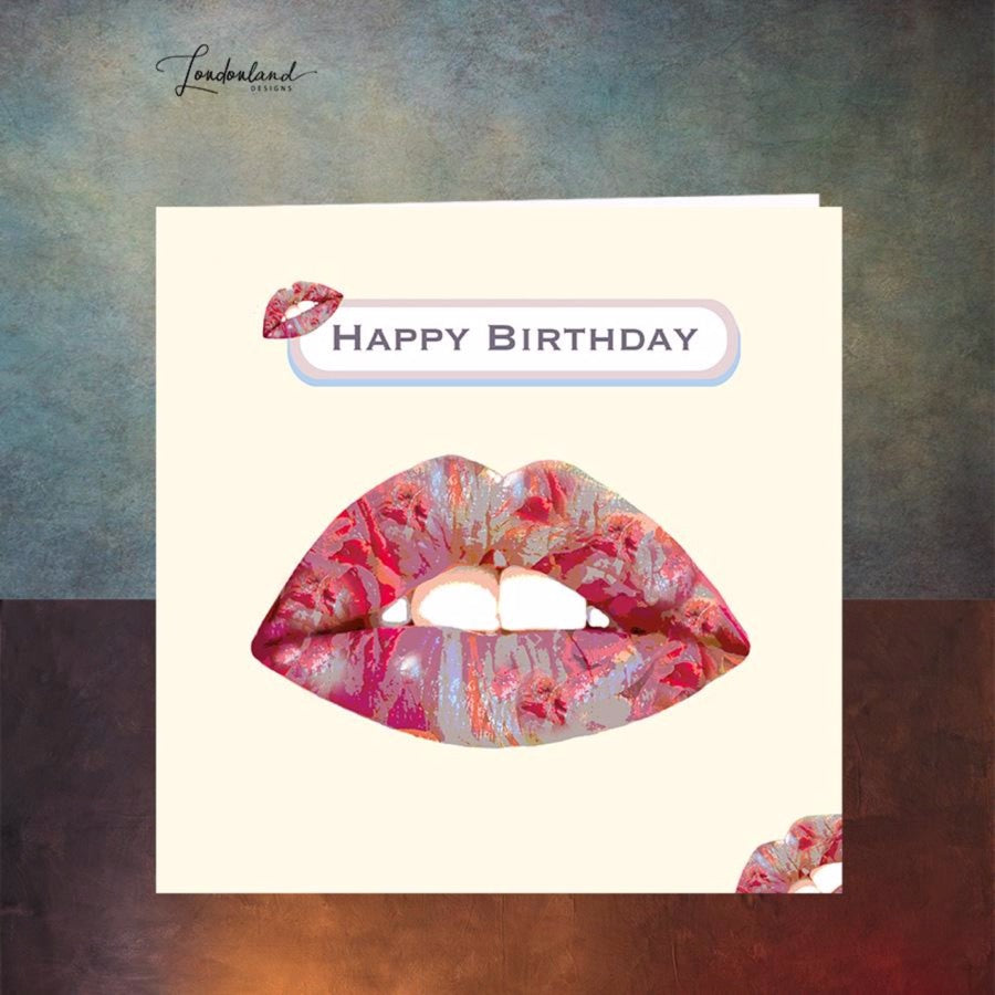 Pucker Up Floral Lips Birthday Card