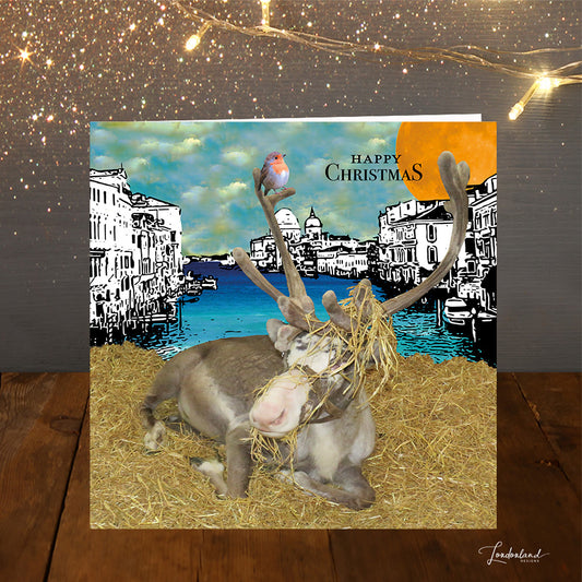 Rudolph in Venice Christmas Card by Londonland Designs