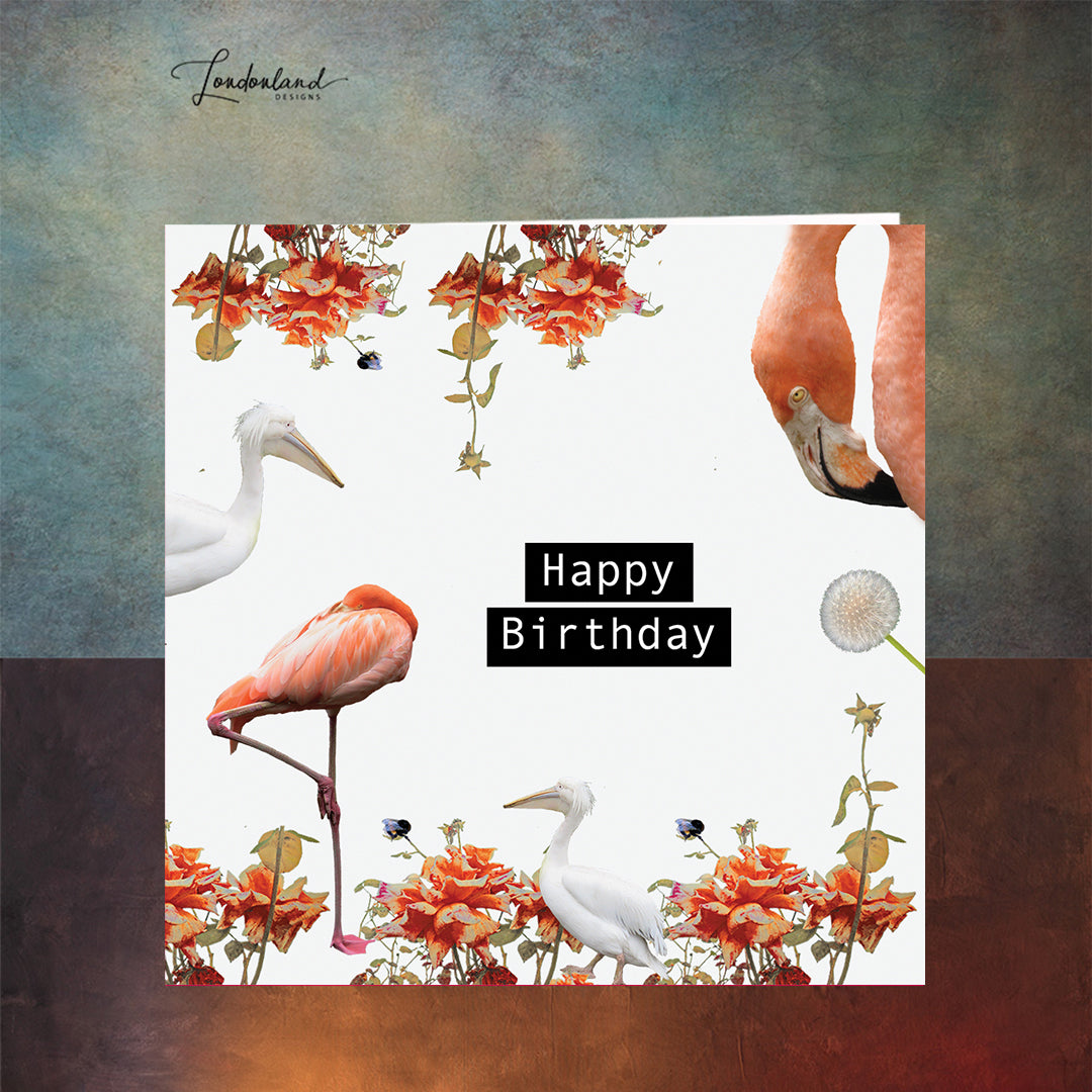 Birthday Beaks Birthday Card with birds by Londonland Designs
