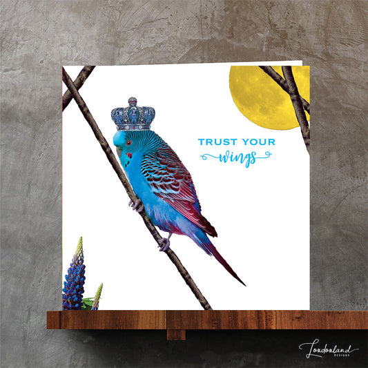 Trust Your Wings, Bird & Crown, Confidence & Support Greeting Card