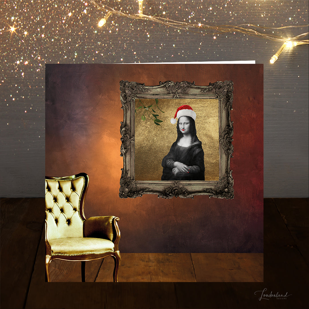 Festive Lisa Christmas Card by Londonland Designs | Artwork on the wall in living room with old chair