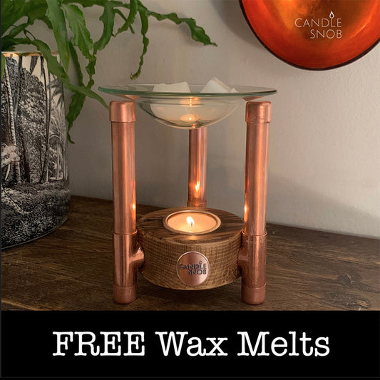 Reclaimed wood & copper wax melt warmer by Candle Snob.