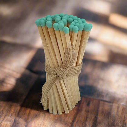 86mm long safety matches for lighting candles. Aqua colour.