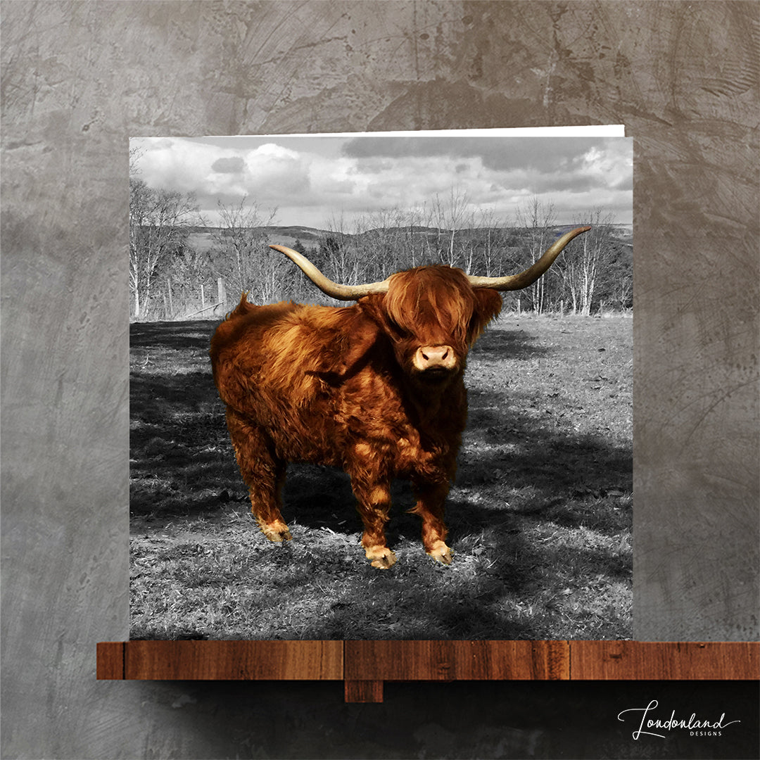 Ginger Moo Scottish highland cow greeting card