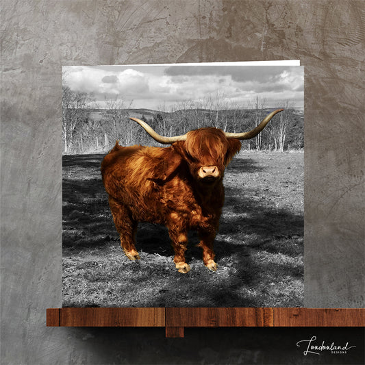 Ginger Moo Scottish highland cow greeting card