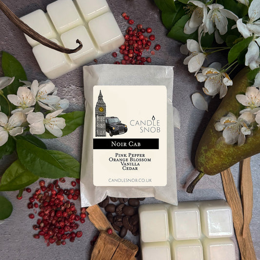 Noir Cab London Black Taxi wax melts with pink pepper and orange blossom