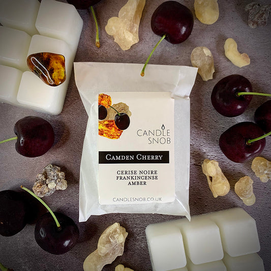Camden Cherry Wax Melts with Cerise noire, frankincense and amber.
