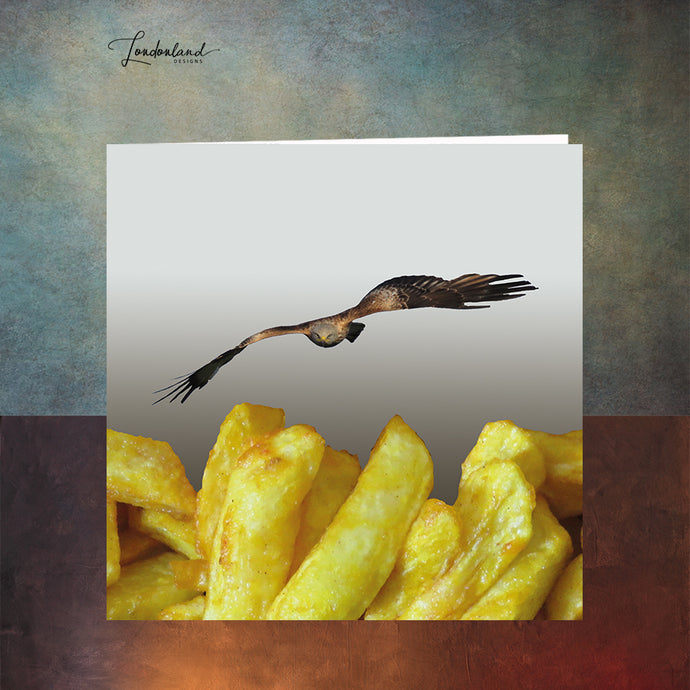 Chip Thief Greeting Card - Red Kite Stealing Food