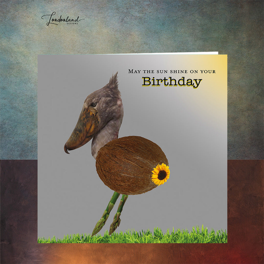 Coco Dodo Birthday Card - Coconut with Dodo Bird & Sunflower