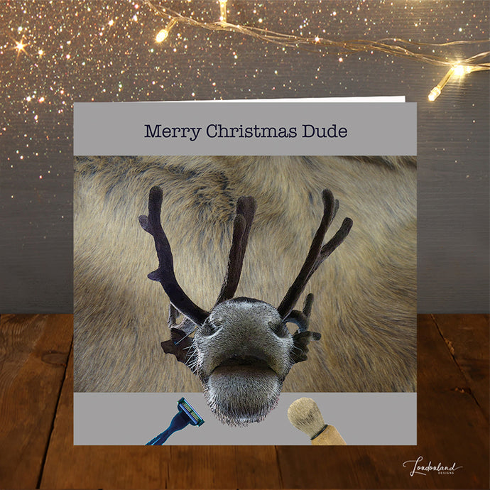 Dude Named Rudolph Christmas Card - christmas card for men