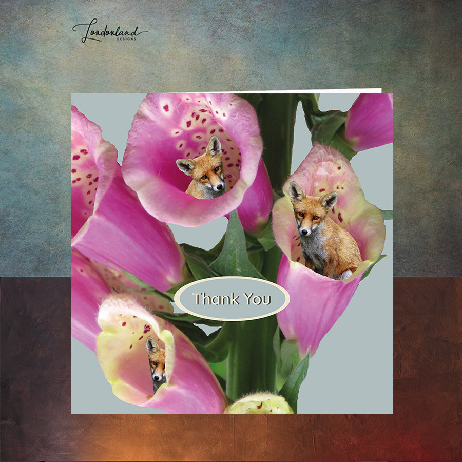 Foxglove Thanks Fox Floral Thank You Card