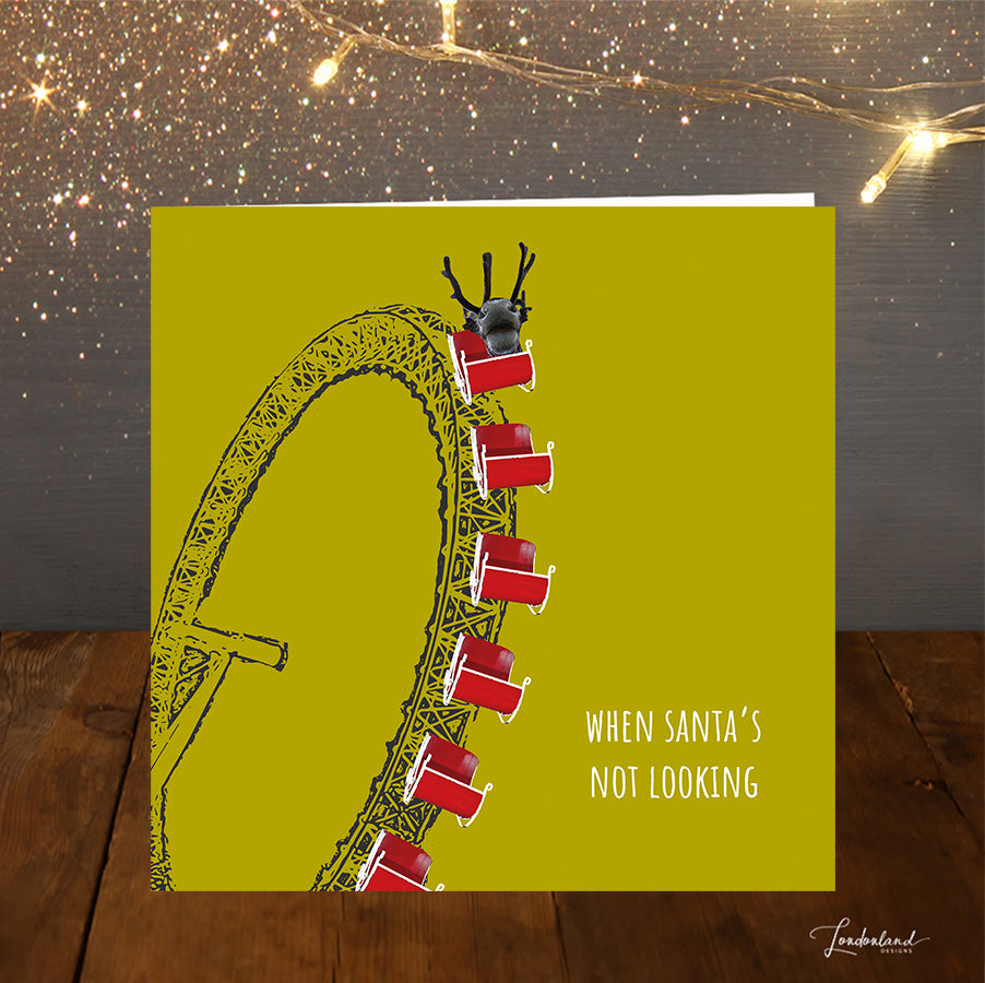 London Eye Reindeer Designer Christmas Card by Londonland Designs