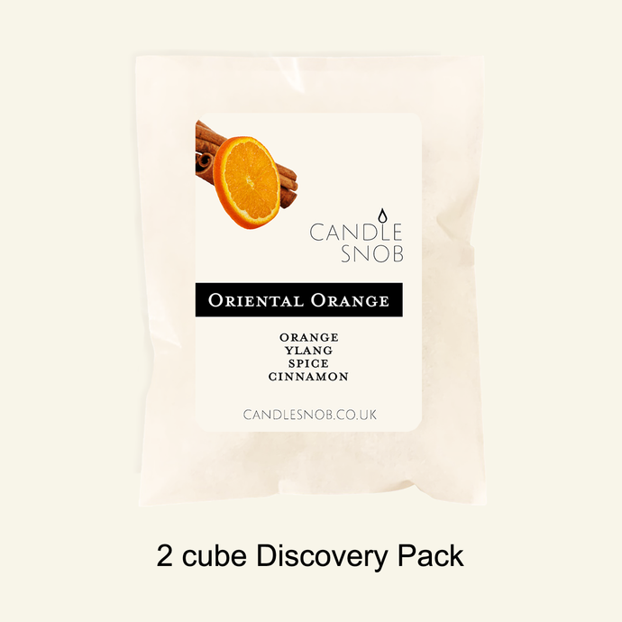 Candle Snob by Londonland Designs. Oriental Orange wax melts sample 2 cube pack. Orange, Ylang, Spice, Cinnamon.