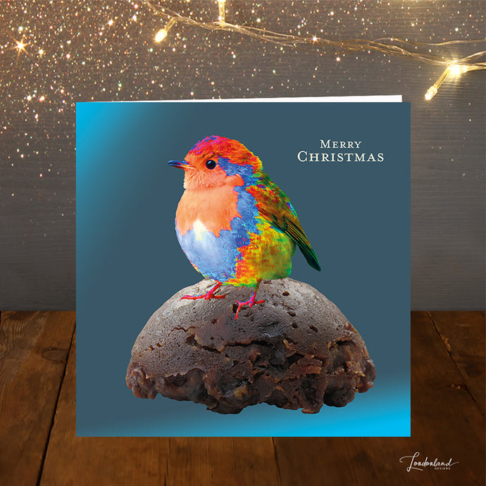 Robins Christmas Pudding Card