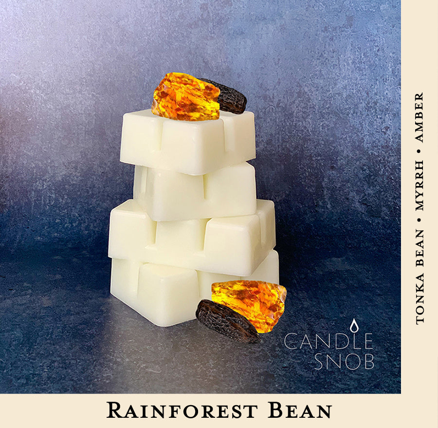 Candle Snob Rainforest Bean wax melts with tonka bean myrrh amber 