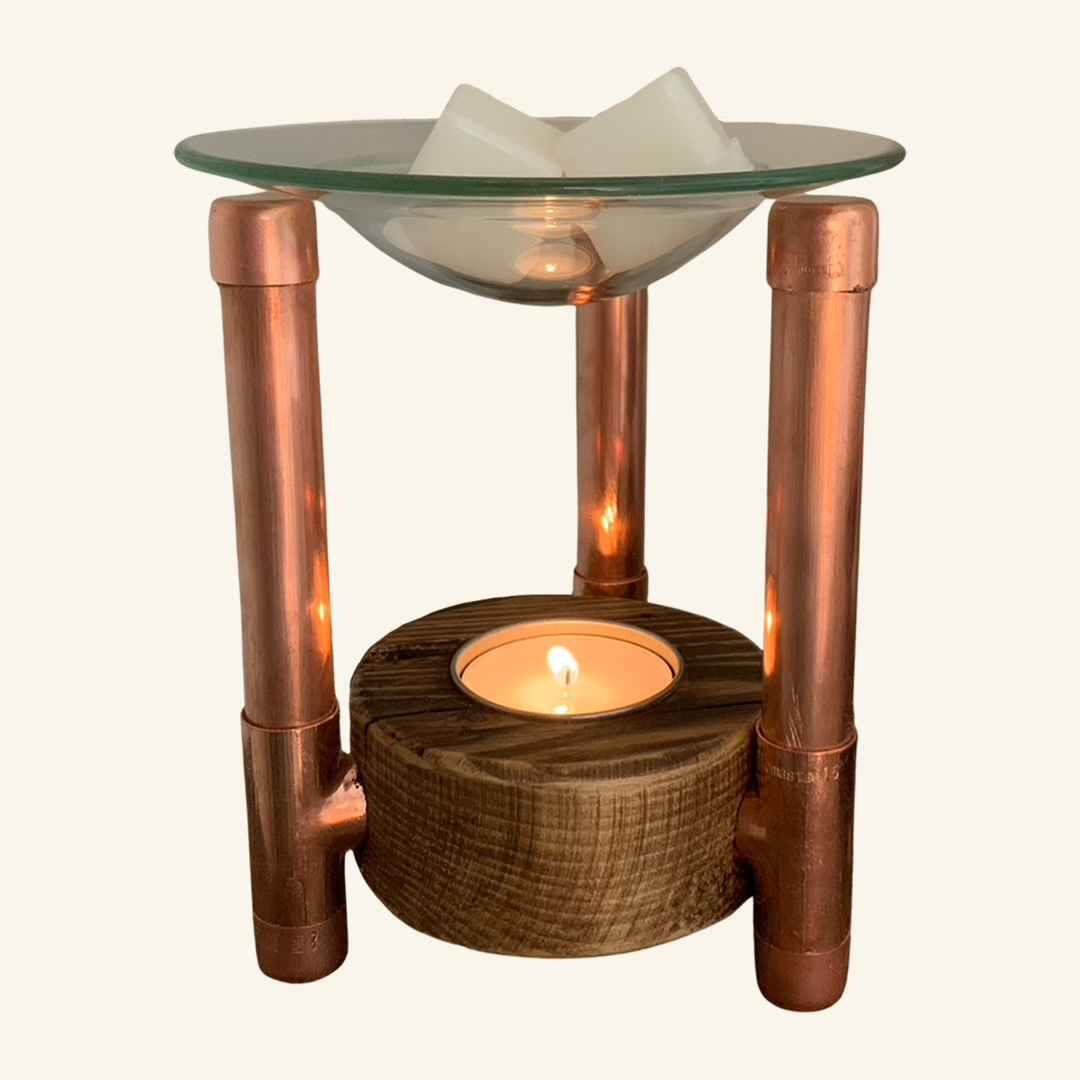 Copper and wood Wax Melter by Candle Snob