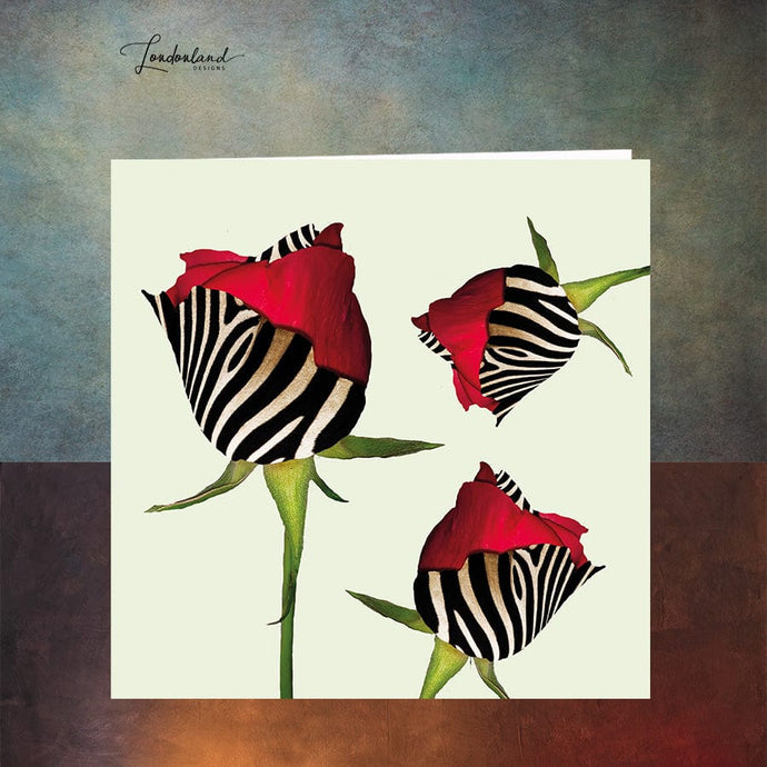 Zebra Roses, floral zebra animal print Greeting Card