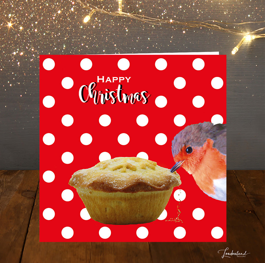 Dotty Bird Food robin Christmas Card