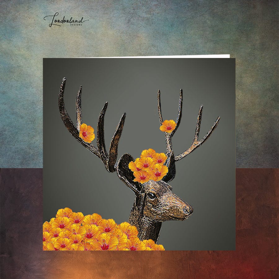 Stay Wild - Deer Antlers & Flower Bush Greeting Card 