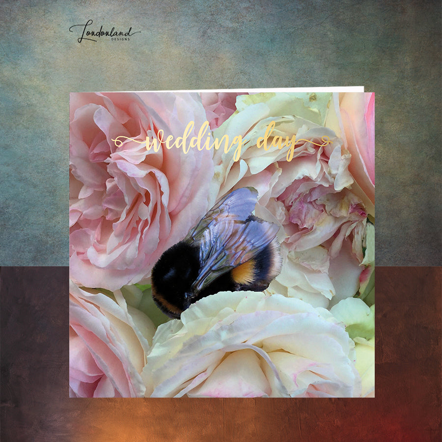 Bumble Bee Rose Gold Foiled Wedding Card