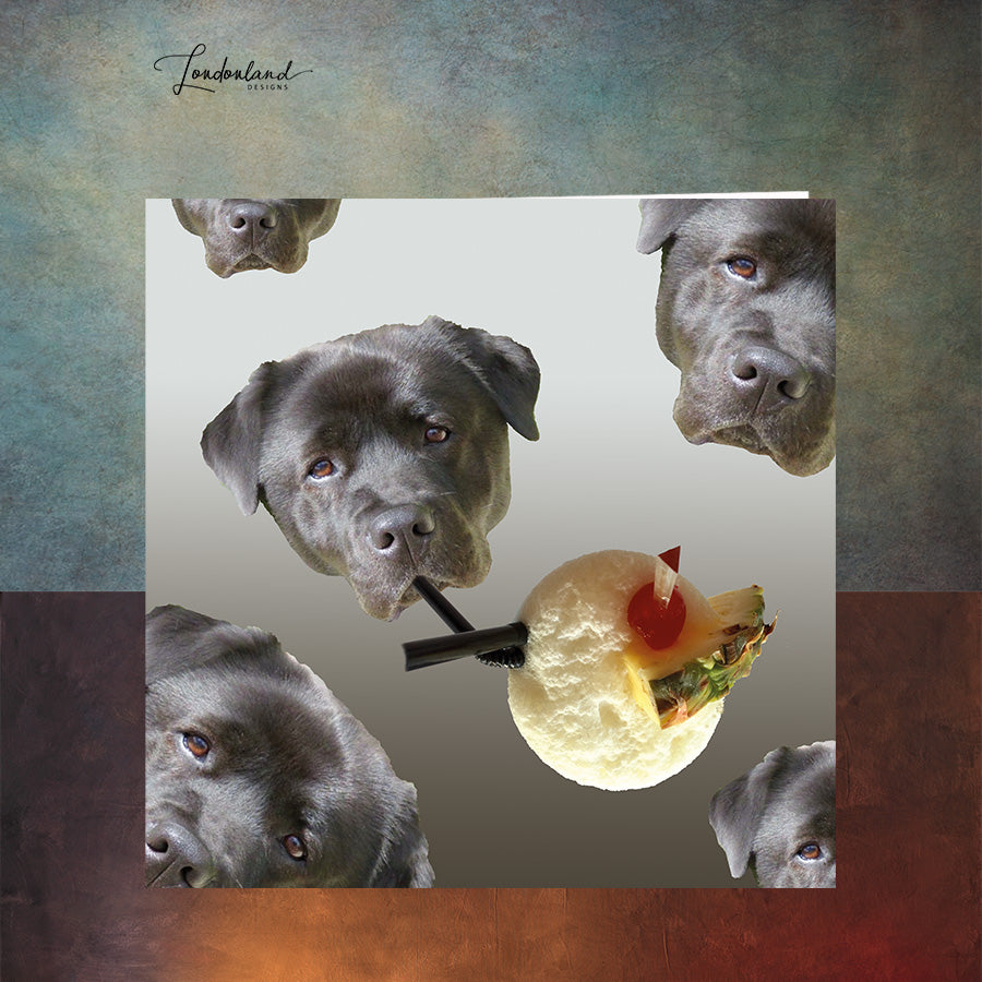 Furry Pina Colada Dog Greeting Card