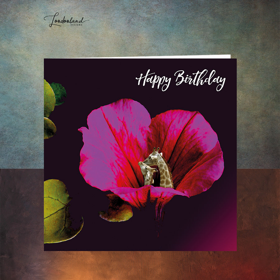 Giraffe Trumpet Birthday Card