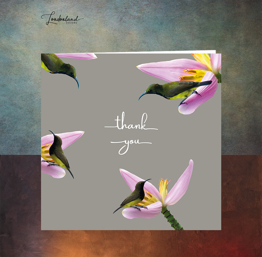 Hummingbird on flowers Thank You Card